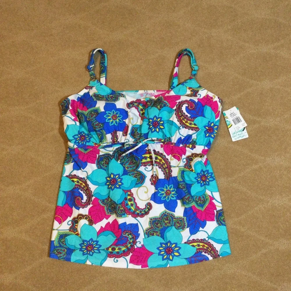Island Escape NWT Underwire Tankini Swim Top, 22W - Picture 1 of 9